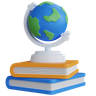 3d globe on two books logo