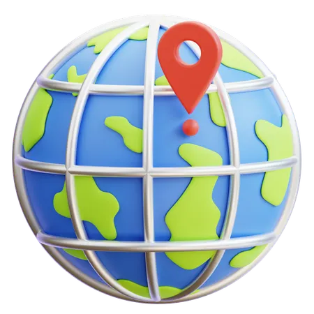 Globe Pin  3D Icon