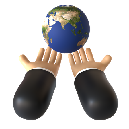 Globe tenant le geste de la main  3D Icon