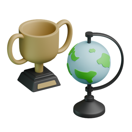 Globe & Trophy  3D Icon