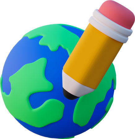 Globe with a pen  3D Icon