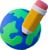 Globe with a pen