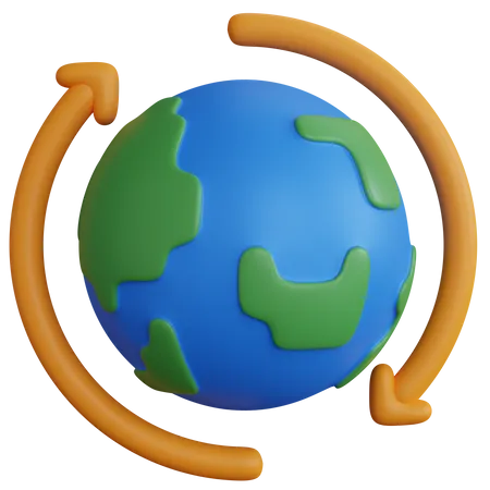 3 D Rendering Globe With Arrow Circle Isolated 3D Icon