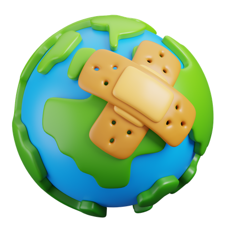 Globe with Bandage  3D Icon