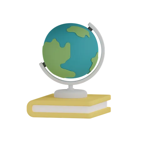 Globe With Book  3D Icon