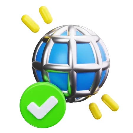 Globe With Checkmark  3D Icon