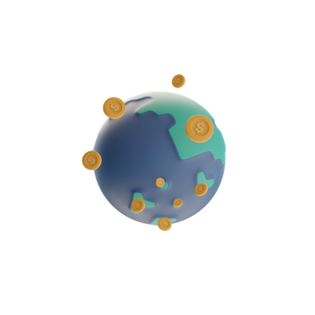 Globe With Coins  3D Icon