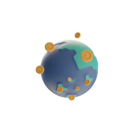 Globe With Coins  3D Icon