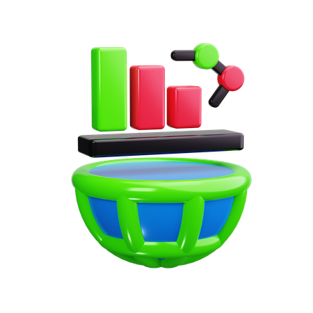 Globe With Graph  3D Icon