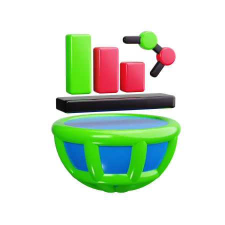 Globe With Graph  3D Icon