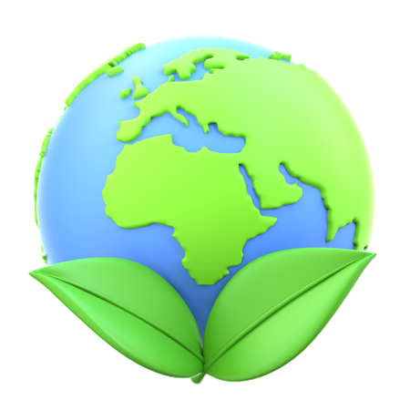 Globe with Leaves  3D Icon