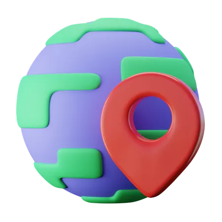 Globe with Pin  3D Icon