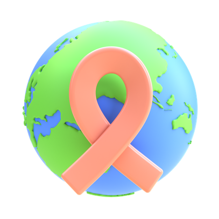 Globe With Ribbon  3D Icon