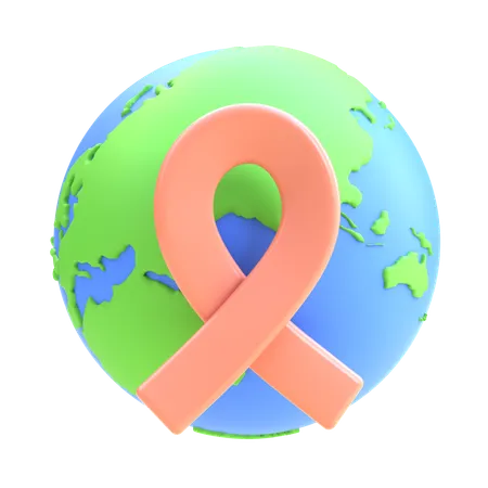 Globe With Ribbon  3D Icon