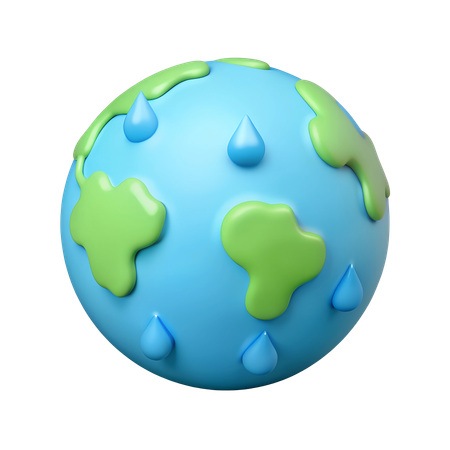 Globe with Water Drops  3D Icon