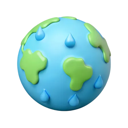 Globe with Water Drops  3D Icon