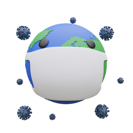 Globe porte le masque  3D Icon