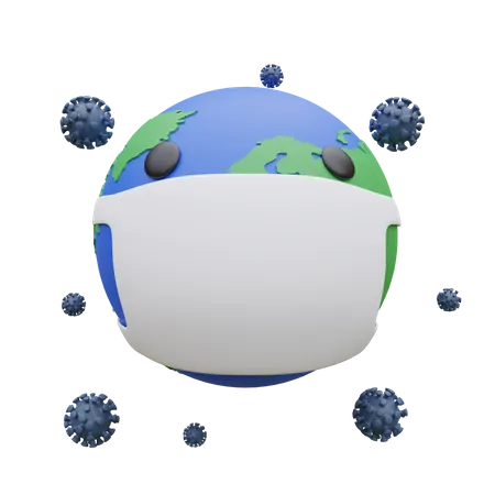 Globe porte le masque  3D Icon