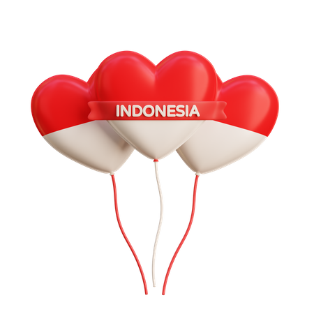 Globo de corazón de bandera de indonesia  3D Icon