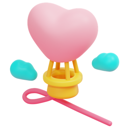 Globo aerostático en forma de corazón  3D Icon