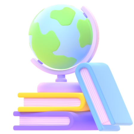 Globo de escritorio con libros  3D Icon