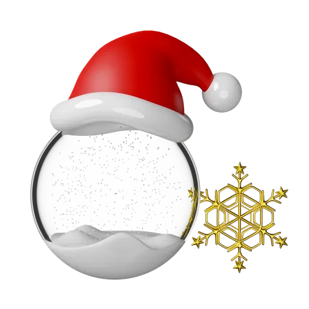 O globo de Natal está coberto com chapéu de Papai Noel  3D Illustration