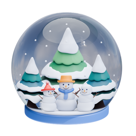 Globo de neve com bonecos de neve  3D Icon