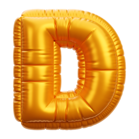 Letra D del globo dorado  3D Icon