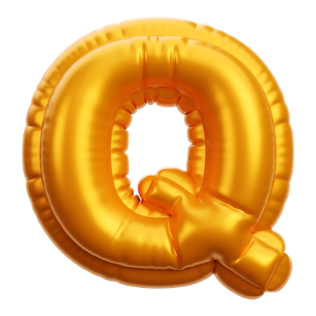 Letra q del globo dorado  3D Icon