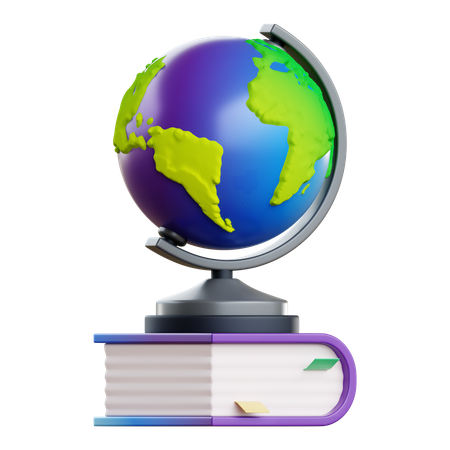 Globo encima del libro  3D Icon