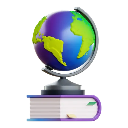 Globo encima del libro  3D Icon