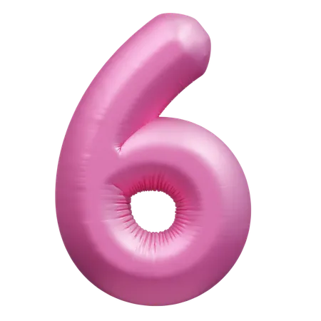 Globo rosa número 6  3D Icon