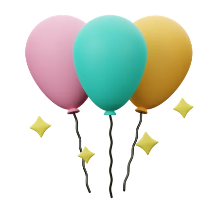 Globos de año nuevo  3D Icon