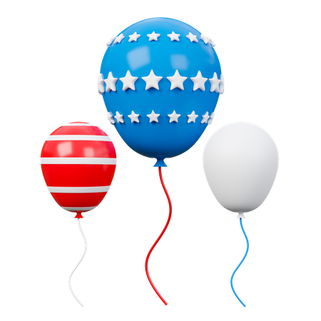 Globos de bandera de estados unidos  3D Icon