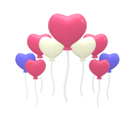 Globos de corazon  3D Illustration