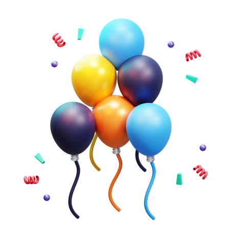 Globos de fiesta de colores  3D Icon
