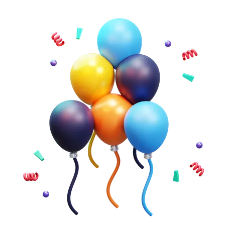 Globos de fiesta de colores  3D Icon