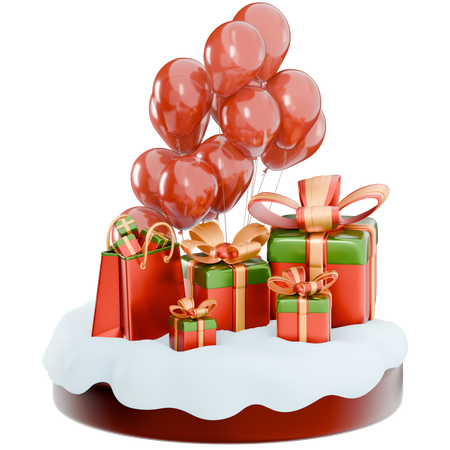 Globos y regalos navideños  3D Icon