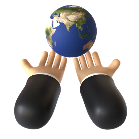 Globus mit Handbewegung  3D Illustration