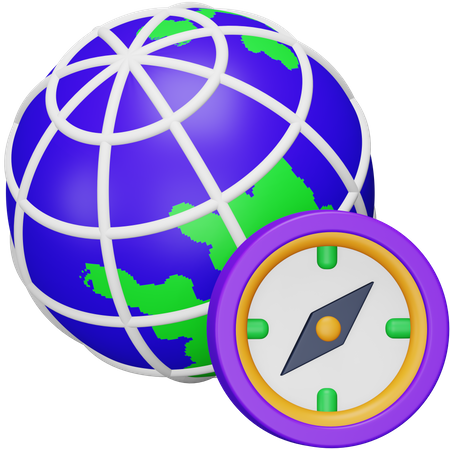 Globus Kompass  3D Icon