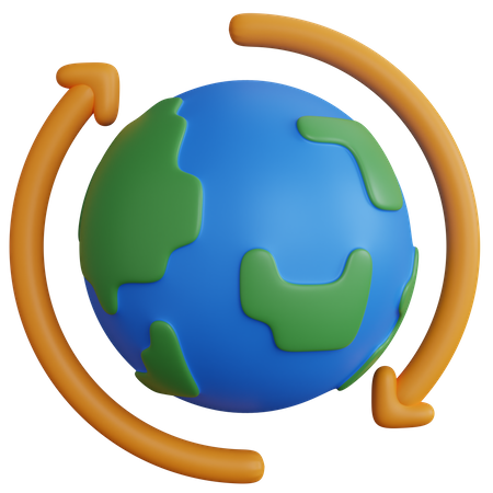 Globus mit Pfeilkreis  3D Icon