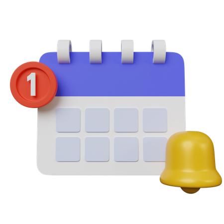 Glocke mit Kalender  3D Icon