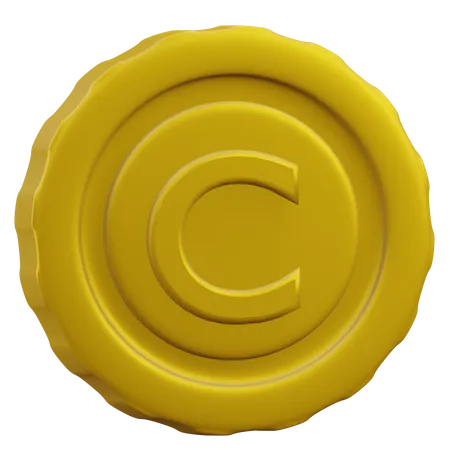 Glod Coin Letters C  3D Icon