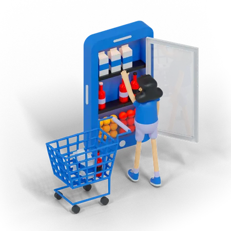 3 D Online Supermarket Illustration 3D Illustration