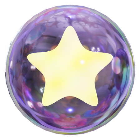 Glowing Star In Bubble  3D Icon