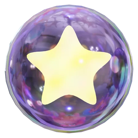 Glowing Star In Bubble  3D Icon