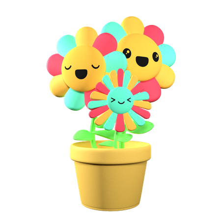 Glückliche Blume  3D Illustration