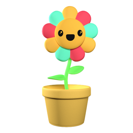 Glückliche Blume  3D Illustration