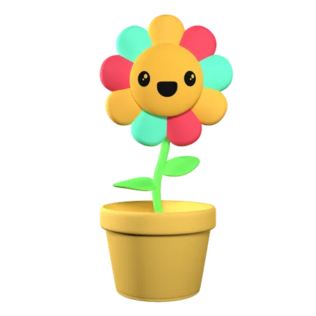 Glückliche Blume  3D Illustration