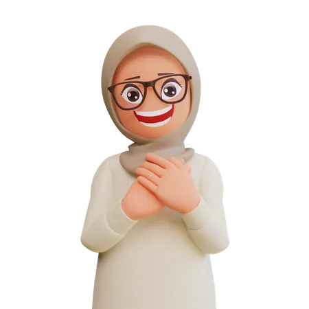 Glückliche muslimische Frau  3D Illustration